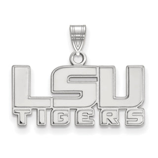 14k White Gold LogoArt Louisiana State University L-S-U Tigers Small Pendant
