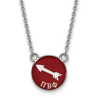 Sterling Silver Rhodium-plated LogoArt Pi Beta Phi Sorority Symbol Small Color Enamel Pendant 18 inch Necklace SS042PBP-18