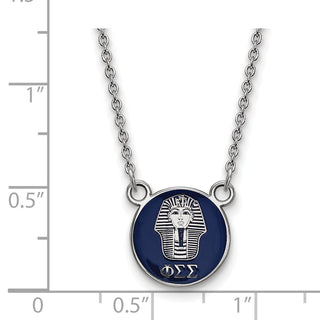 Sterling Silver Rhodium-plated LogoArt Phi Sigma Sigma Sorority Symbol Small Color Enamel Pendant 18 inch Necklace SS042PSS-18