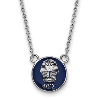 Sterling Silver Rhodium-plated LogoArt Phi Sigma Sigma Sorority Symbol Small Color Enamel Pendant 18 inch Necklace SS042PSS-18