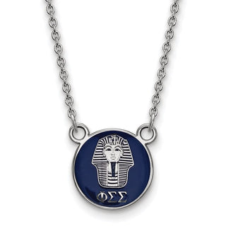 Sterling Silver Rhodium-plated LogoArt Phi Sigma Sigma Sorority Symbol Small Color Enamel Pendant 18 inch Necklace SS042PSS-18