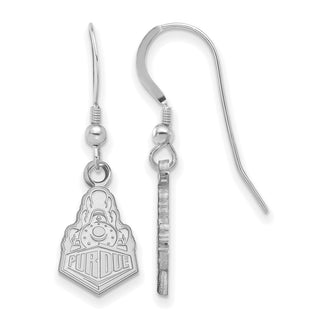 Sterling Silver Rhodium-plated LogoArt Purdue University Boilermakers Train Logo Small Dangle Wire Earrings