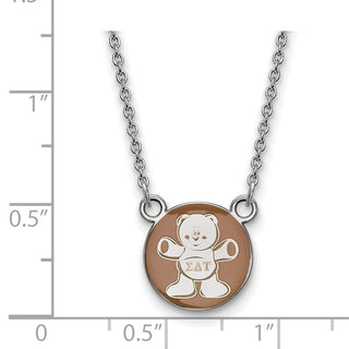 Sterling Silver Rhodium-plated LogoArt Sigma Delta Tau Sorority Symbol Small Color Enamel Pendant 18 inch Necklace SS042SDT-18