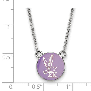 Sterling Silver Rhodium-plated LogoArt Sigma Kappa Sorority Symbol Small Color Enamel Pendant 18 inch Necklace SS042SKP-18
