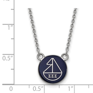 Sterling Silver Rhodium-plated LogoArt Sigma Sigma Sigma Sorority Symbol Small Color Enamel Pendant 18 inch Necklace SS042SSS-18