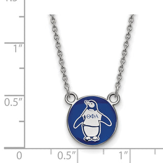 Sterling Silver Rhodium-plated LogoArt Theta Phi Alpha Sorority Symbol Small Color Enamel Pendant 18 inch Necklace SS042TPA-18