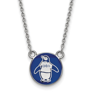 Sterling Silver Rhodium-plated LogoArt Theta Phi Alpha Sorority Symbol Small Color Enamel Pendant 18 inch Necklace SS042TPA-18
