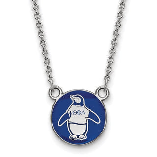 Sterling Silver Rhodium-plated LogoArt Theta Phi Alpha Sorority Symbol Small Color Enamel Pendant 18 inch Necklace SS042TPA-18
