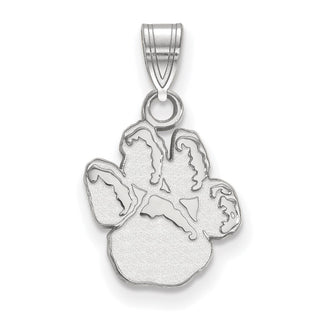 Sterling Silver Rhodium-plated LogoArt University of Pittsburgh Panther Paw Small Pendant