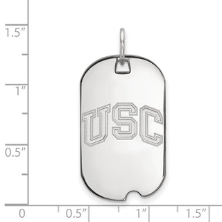 10k White Gold LogoArt University of Southern California U-S-C Small Dog Tag Pendant