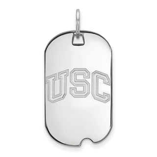 Sterling Silver Rhodium-plated LogoArt University of Southern California U-S-C Small Dog Tag Pendant