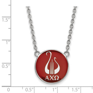 Sterling Silver Rhodium-plated LogoArt Alpha Chi Omega Sorority Symbol Large Color Enamel Pendant 18 inch Necklace SS043ACO-18