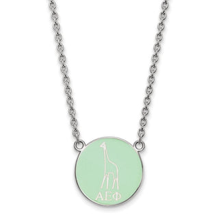 Sterling Silver Rhodium-plated LogoArt Alpha Epsilon Phi Sorority Symbol Small Color Enamel Pendant 18 inch Necklace