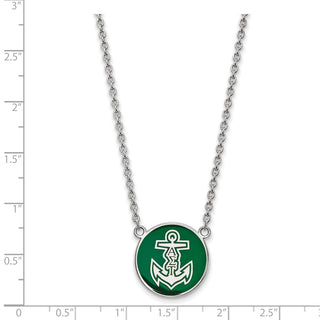 Sterling Silver Rhodium-plated LogoArt Alpha Sigma Tau Sorority Symbol Large Color Enamel Pendant 18 inch Necklace SS043ALS-18