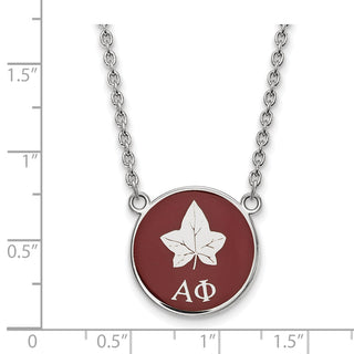 Sterling Silver Rhodium-plated LogoArt Alpha Phi Sorority Symbol Small Color Enamel Pendant 18 inch Necklace SS043APH-18