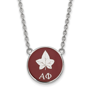 Sterling Silver Rhodium-plated LogoArt Alpha Phi Sorority Symbol Small Color Enamel Pendant 18 inch Necklace SS043APH-18