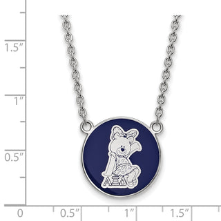 Sterling Silver Rhodium-plated LogoArt Alpha Xi Delta Sorority Symbol Large Color Enamel Pendant 18 inch Necklace SS043AXD-18