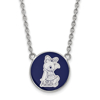 Sterling Silver Rhodium-plated LogoArt Alpha Xi Delta Sorority Symbol Large Color Enamel Pendant 18 inch Necklace SS043AXD-18