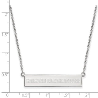 Sterling Silver Rhodium-plated NHL LogoArt Chicago Blackhawks Small Bar 18 inch Necklace