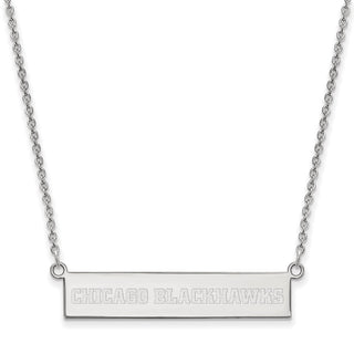 Sterling Silver Rhodium-plated NHL LogoArt Chicago Blackhawks Small Bar 18 inch Necklace