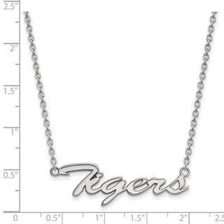 Sterling Silver Rhodium-plated LogoArt Clemson University Tigers Large Script 18 inch Necklace