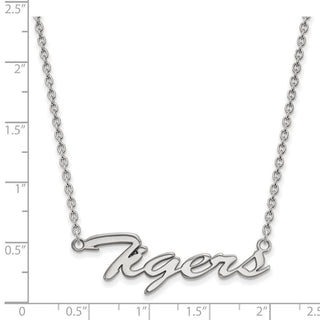 Sterling Silver Rhodium-plated LogoArt Clemson University Tigers Large Script 18 inch Necklace