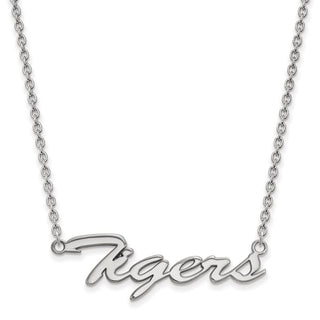 14k White Gold LogoArt Clemson University Tigers Script 18 inch Necklace