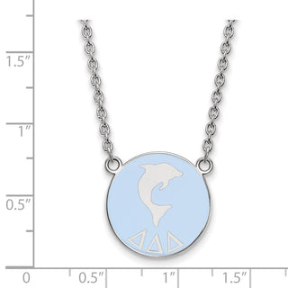 Sterling Silver Rhodium-plated LogoArt Delta Delta Delta Sorority Symbol Large Color Enamel Pendant 18 inch Necklace SS043DDD-18