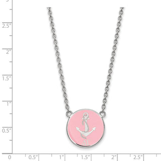 Sterling Silver Rhodium-plated LogoArt Delta Gamma Sorority Symbol Large Color Enamel Pendant 18 inch Necklace SS043DG-18