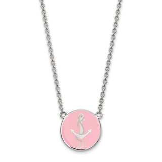 Sterling Silver Rhodium-plated LogoArt Delta Gamma Sorority Symbol Large Color Enamel Pendant 18 inch Necklace SS043DG-18