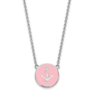 Sterling Silver Rhodium-plated LogoArt Delta Gamma Sorority Symbol Large Color Enamel Pendant 18 inch Necklace SS043DG-18