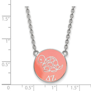 Sterling Silver Rhodium-plated LogoArt Delta Zeta Sorority Symbol Large Color Enamel Pendant 18 inch Necklace SS043DZ-18