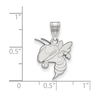 Sterling Silver Rhodium-plated LogoArt Georgia Institute of Technology Yellow Jacket Medium Pendant