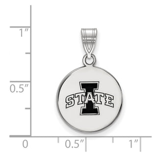 Sterling Silver Rhodium-plated LogoArt Iowa State University Medium Enameled Disc Pendant