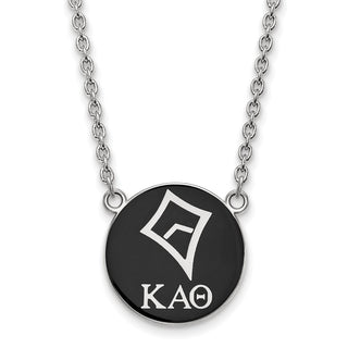 Sterling Silver Rhodium-plated LogoArt Kappa Alpha Theta Sorority Symbol Large Color Enamel Pendant 18 inch Necklace SS043KAT-18
