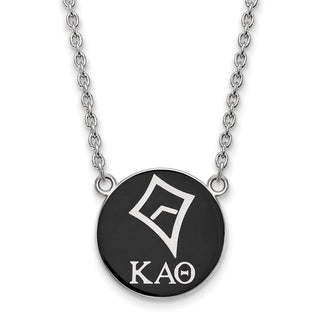 Sterling Silver Rhodium-plated LogoArt Kappa Alpha Theta Sorority Symbol Large Color Enamel Pendant 18 inch Necklace SS043KAT-18
