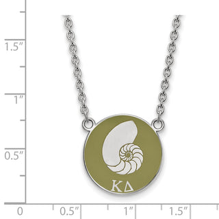Sterling Silver Rhodium-plated LogoArt Kappa Delta Sorority Symbol Large Color Enamel Pendant 18 inch Necklace SS043KD-18