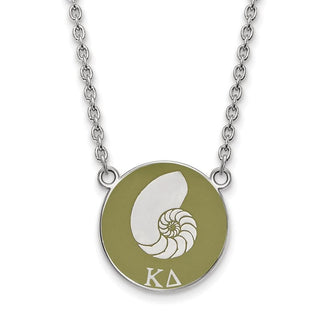 Sterling Silver Rhodium-plated LogoArt Kappa Delta Sorority Symbol Large Color Enamel Pendant 18 inch Necklace SS043KD-18