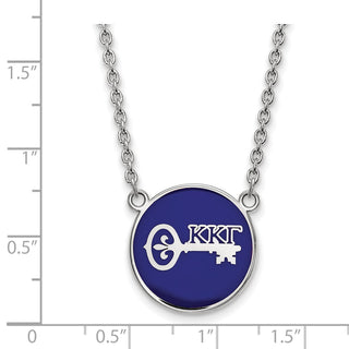 Sterling Silver Rhodium-plated LogoArt Kappa Kappa Gamma Sorority Symbol Large Color Enamel Pendant 18 inch Necklace SS043KKG-18