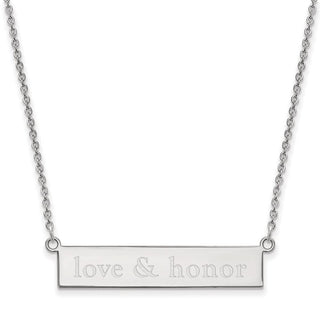 Sterling Silver Rhodium-plated LogoArt Miami University Ohio Small Bar 18 inch Necklace SS043MU-18