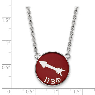 Sterling Silver Rhodium-plated LogoArt Pi Beta Phi Sorority Symbol Large Color Enamel Pendant 18 inch Necklace SS043PBP-18