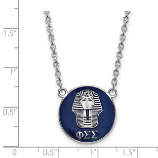 Sterling Silver Rhodium-plated LogoArt Phi Sigma Sigma Sorority Symbol Large Color Enamel Pendant 18 inch Necklace SS043PSS-18