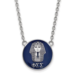 Sterling Silver Rhodium-plated LogoArt Phi Sigma Sigma Sorority Symbol Large Color Enamel Pendant 18 inch Necklace SS043PSS-18