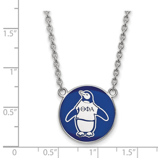 Sterling Silver Rhodium-plated LogoArt Theta Phi Alpha Sorority Symbol Large Color Enamel Pendant 18 inch Necklace SS043TPA-18