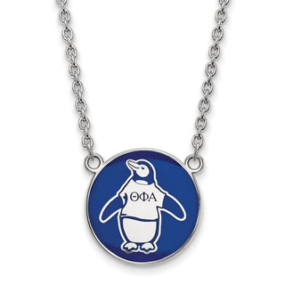 Sterling Silver Rhodium-plated LogoArt Theta Phi Alpha Sorority Symbol Large Color Enamel Pendant 18 inch Necklace SS043TPA-18