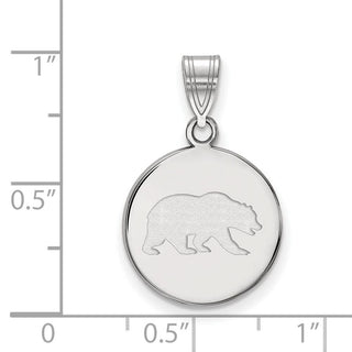 14k White Gold LogoArt University of California Berkeley Bear Medium Disc Pendant