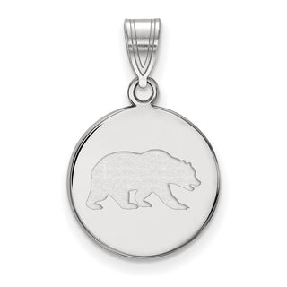 14k White Gold LogoArt University of California Berkeley Bear Medium Disc Pendant
