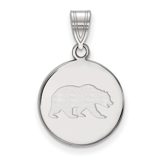 14k White Gold LogoArt University of California Berkeley Bear Medium Disc Pendant