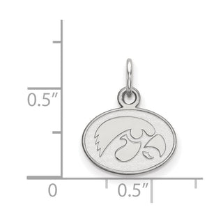 14k White Gold LogoArt University of Iowa Hawk Extra Small Oval Pendant