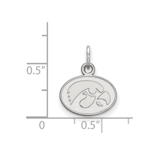 14k White Gold LogoArt University of Iowa Hawk Extra Small Oval Pendant